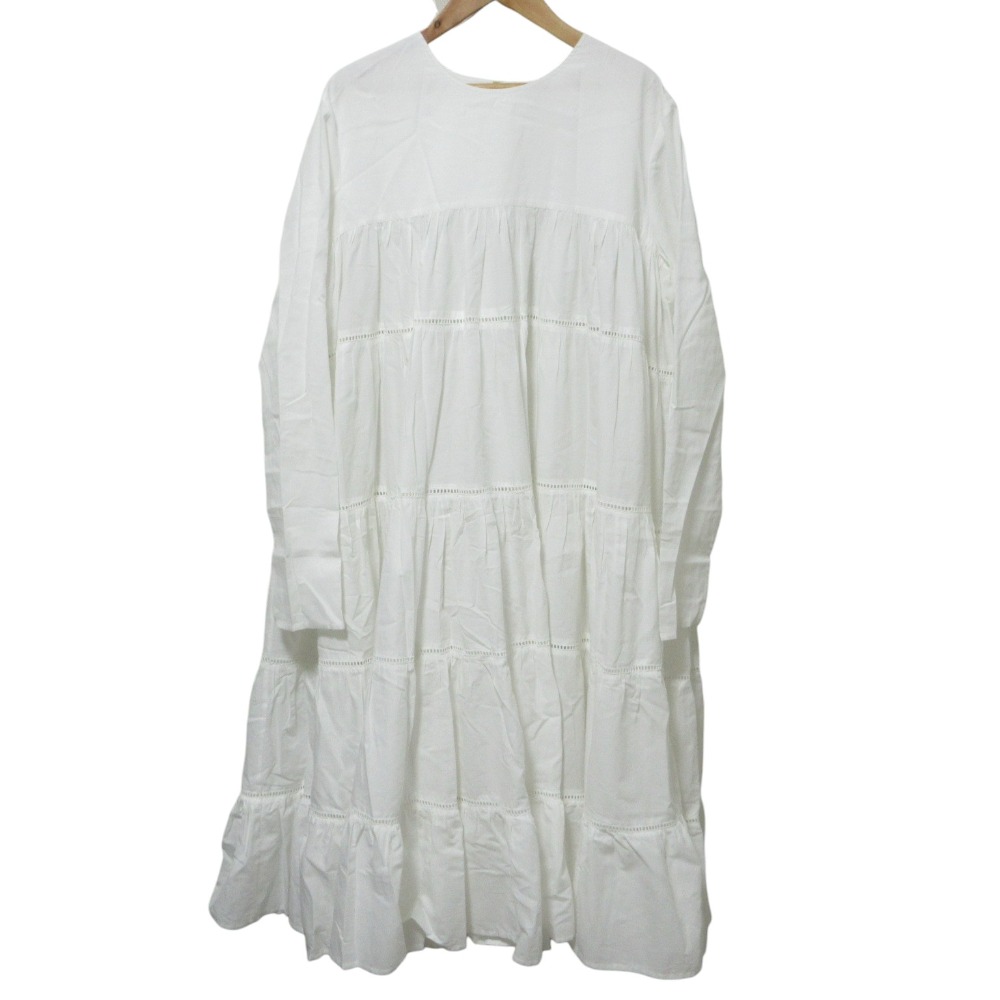 【中古】良品 Merlette マーレット ESSAOURIA ティアード ペプラム ロングドレス ワンピース 9910300019 S ホワイト レディース Luxs ブランド古着のリュクス
