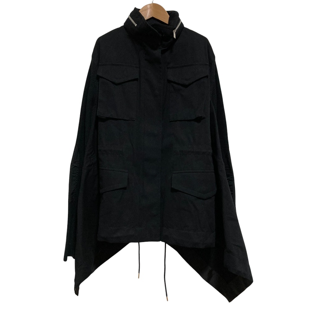 【中古】美品 sacai サカイ Fabric Combo Jacket ニットドッキング M-65タイプ ミリタリージャケット 20-04847 SIZE3 ブラック レディース Luxs ブランド古着のリュクス|Luxs(ブランド古着のリュクス)