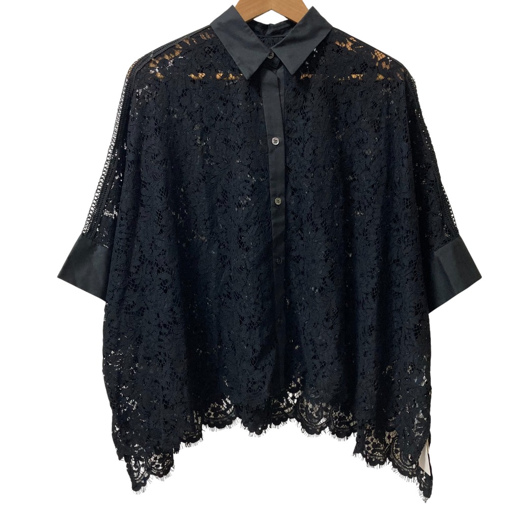 【中古】未使用 25AW Grace Class グレースクラス レースポンチョシャツ サイズ36 ブラック レディース Luxs ブランド古着のリュクス