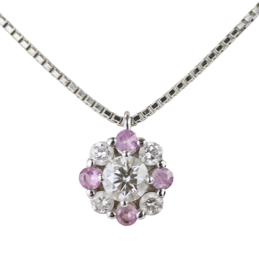 【中古】美品 TASAKI タサキ 0.28ct ダイヤモンド 0.12ct サファイヤ K18WG ペンダント ネックレス ホワイトゴールド レディース Luxs ブランド古着のリュクス