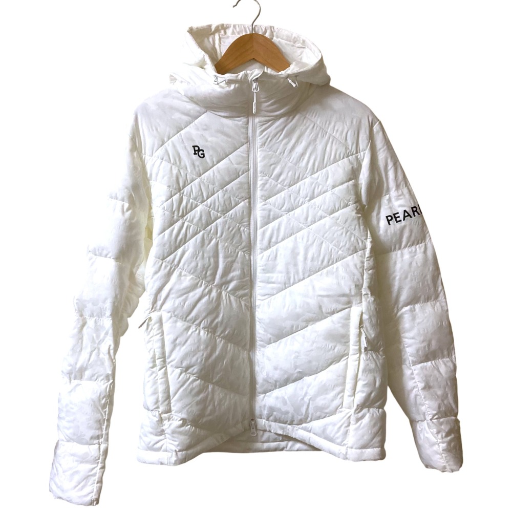 【中古】美品 25SS PEARLY GATES パーリーゲイツ カモフラジャガード Nyストレッチ中綿フーディブルゾン サイズ5 ホワイト メンズ Luxs ブランド古着のリュクス