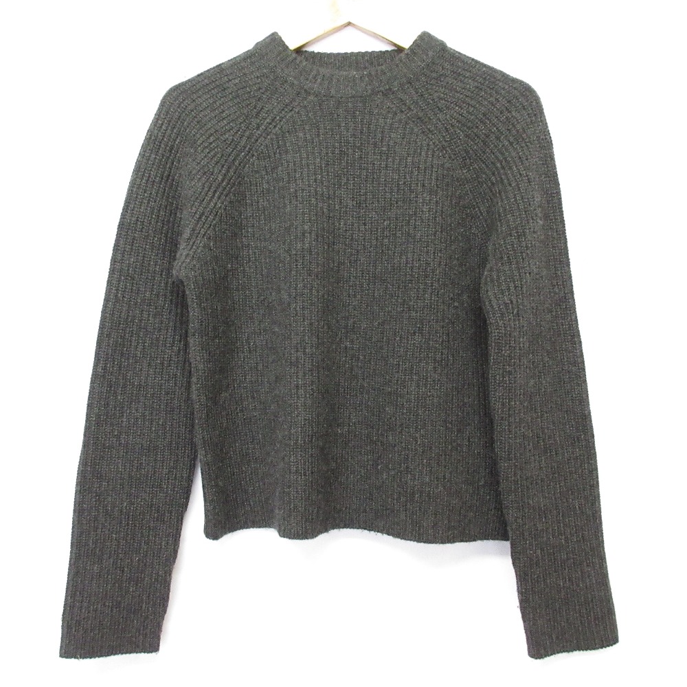 【中古】美品 RALPH LAUREN BLACK LABEL ラルフローレン ブラックレーベル エルボーパッチ ショート ニット セーター XS グレー レディース Luxs ブランド古着のリュクス