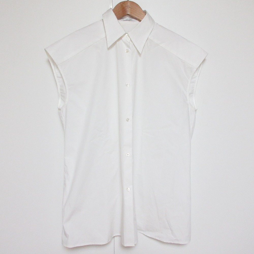 【中古】美品 24SS CELERI セルリ Sleeveless ノースリーブ ワイドシャツ Fサイズ ホワイト レディース Luxs ブランド古着のリュクス