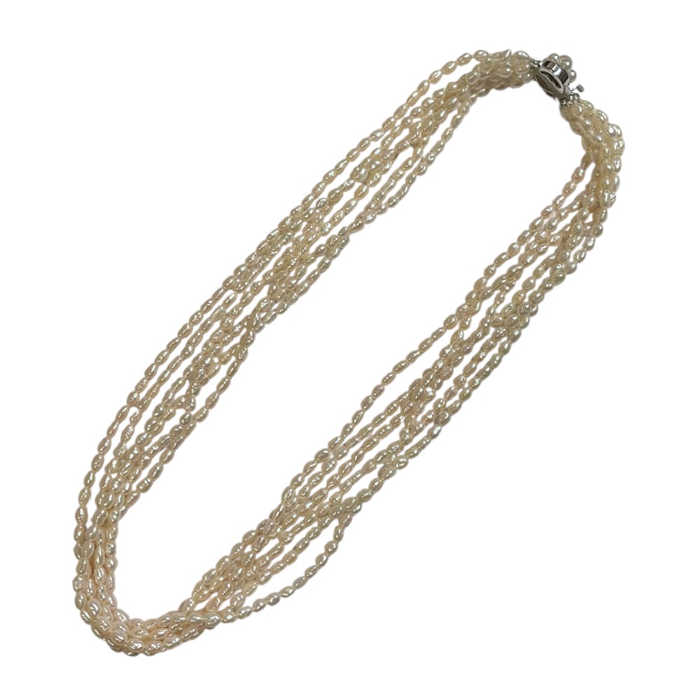 【中古】美品 TASAKI PEARLS 田崎真珠 淡水パール 6連ネックレス シルバー金具 レディース Luxs ブランド古着のリュクス