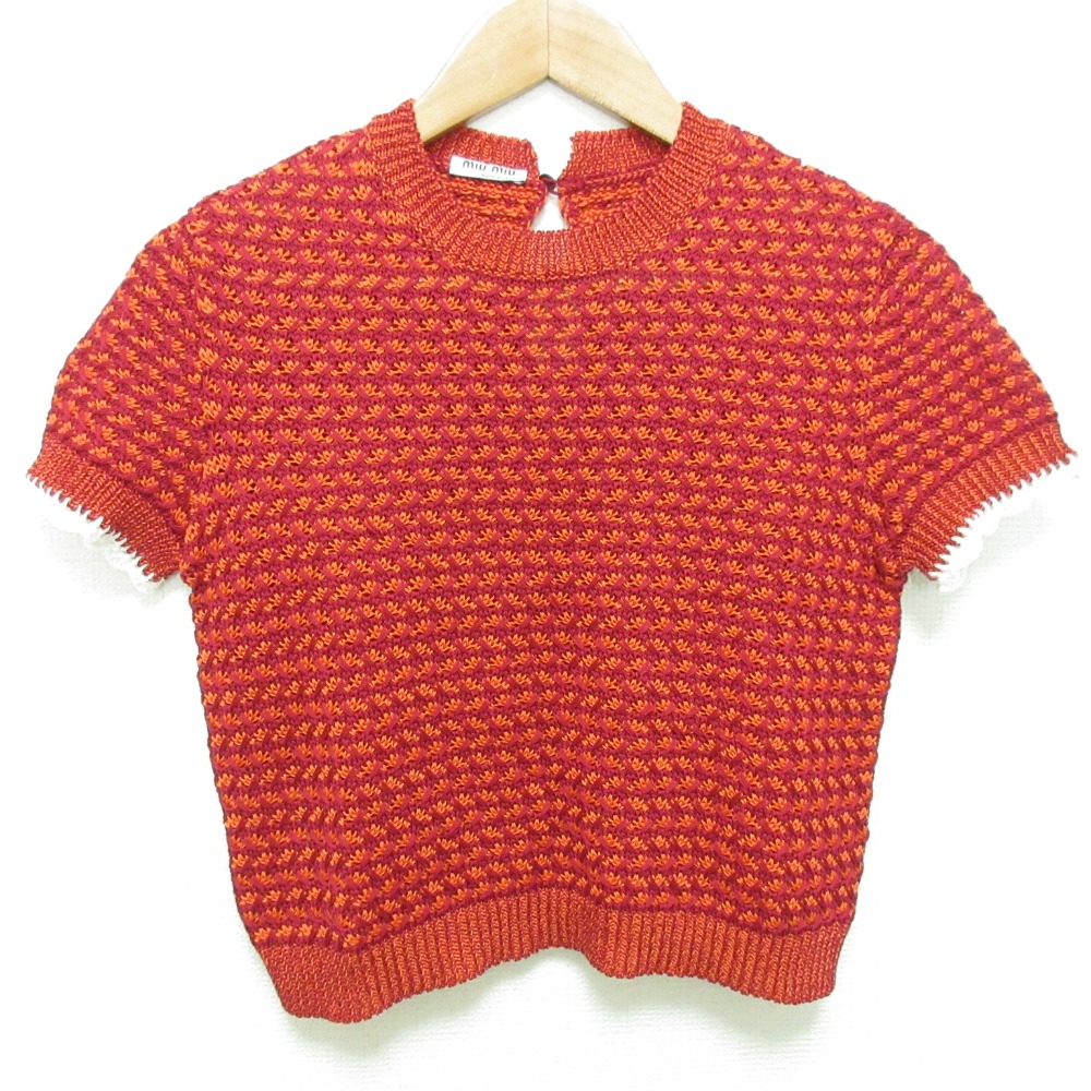 楽天市場】ミュウ ミュウ Miu Miu ロゴ 半袖 ニット クールネック