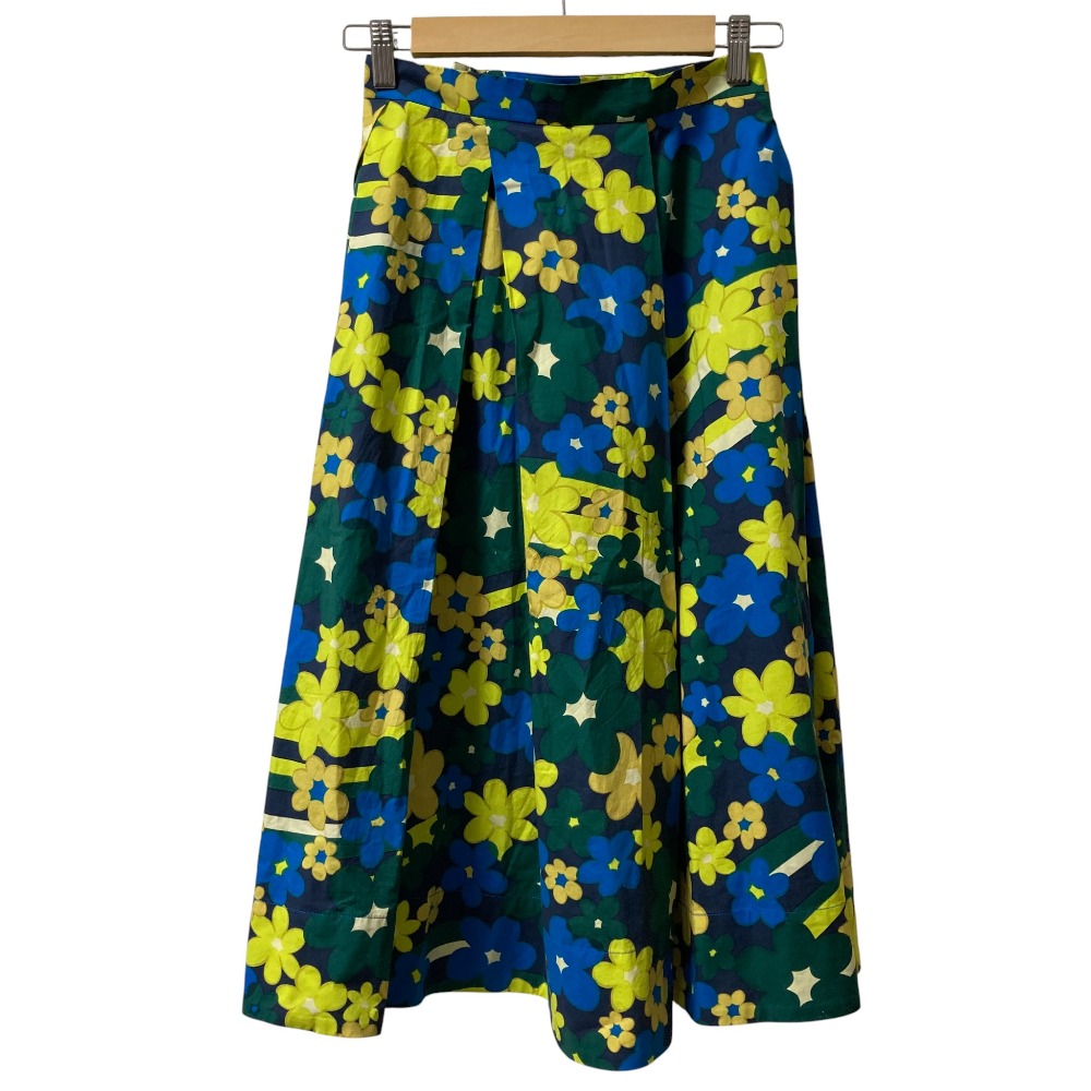 【中古】美品 MARNI マルニ フラワープリント コットン ロングフレアスカート GOMA0352A0 サイズ36 マルチカラー レディース Luxs ブランド古着のリュクス
