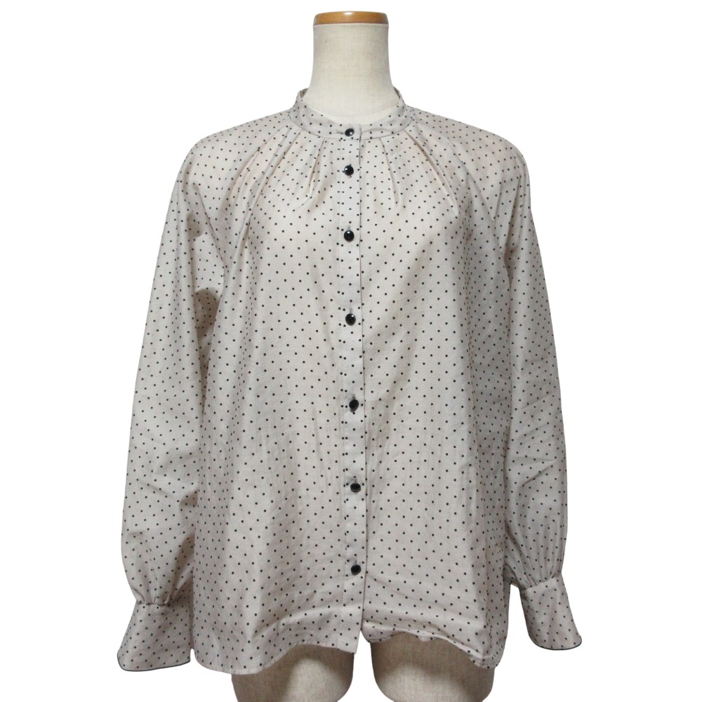 【中古】美品 25AW ANAYI アナイ ドットオーガンジー シャツ ブラウス 38 ベージュ ブラック レディース Luxs ブランド古着のリュクス｜Luxs（ブランド古着のリュクス）