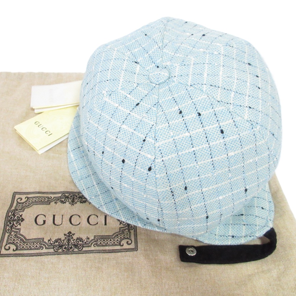【中古】未使用 23AW GUCCI グッチ ダブルG キャップ L 753419 3HAT2 Lサイズ ライトブルー レディース Luxs ブランド古着のリュクス