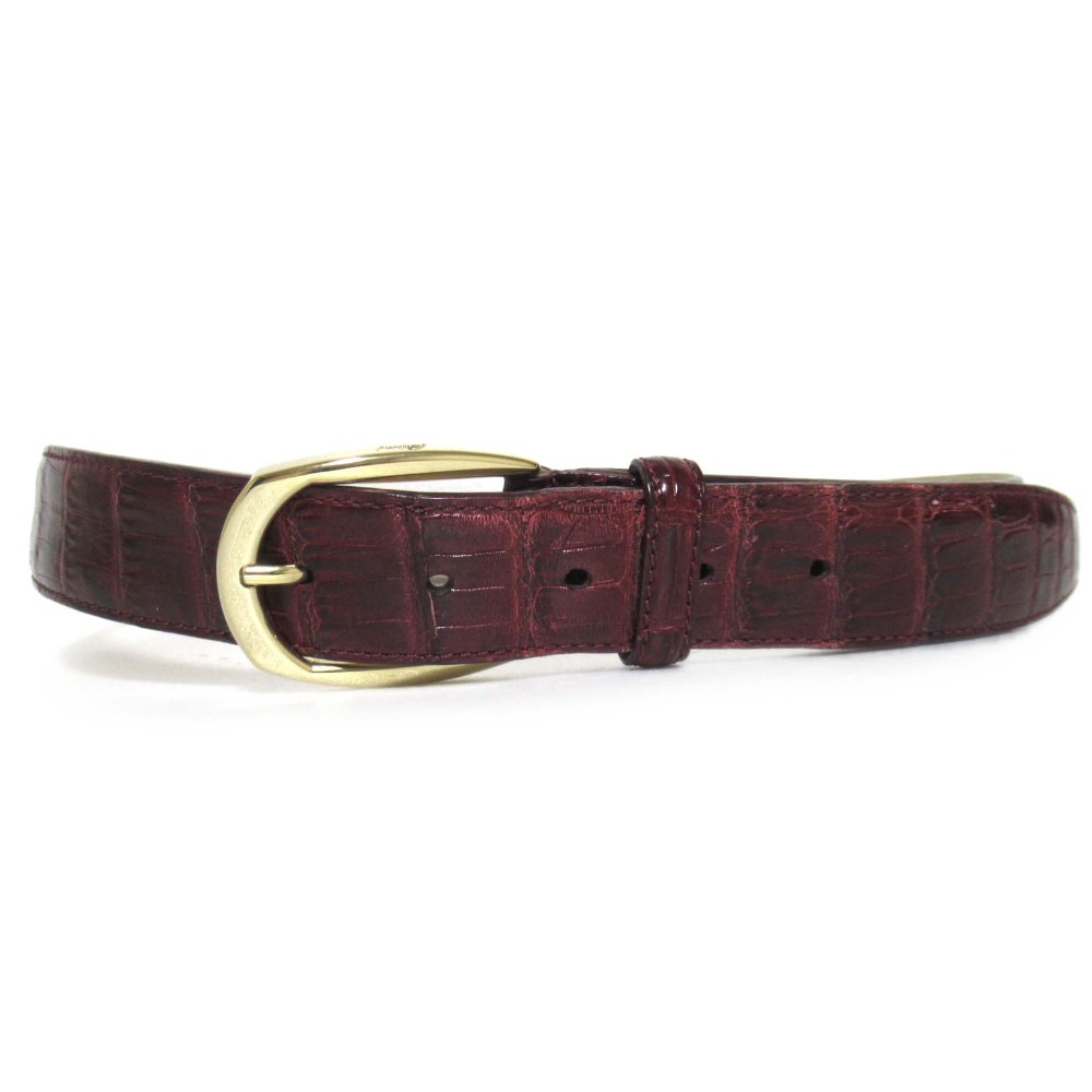 【中古】美品 Brioni ブリオーニ クロコダイル レザー ベルト 120 ボルドー×ゴールド金具 メンズ Luxs ブランド古着のリュクス 17,524円