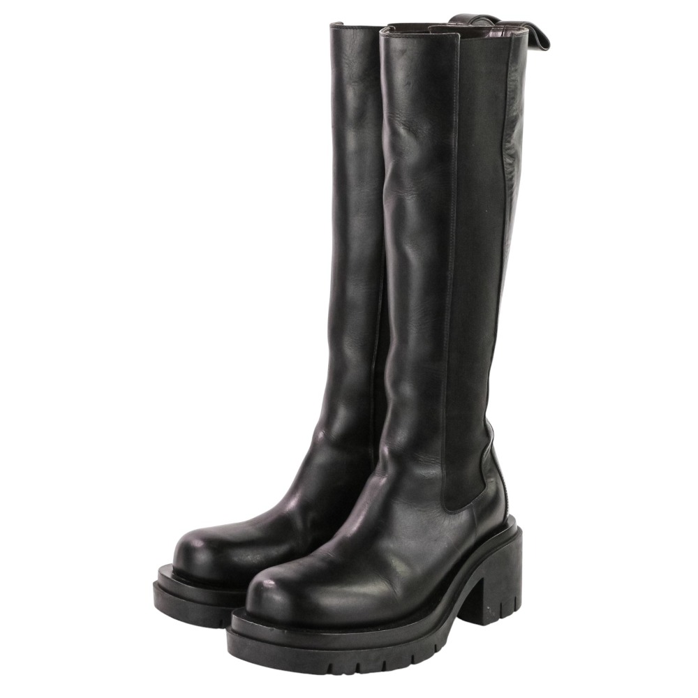 【中古】良品 Bottega Veneta ボッテガヴェネタ ラグ ロングブーツ 38 25.0cm程度 ブラック レディース Luxs ブランド古着のリュクス