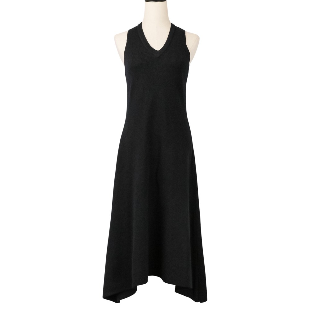 【中古】美品 23AW CFCL シーエフシーエル WOOL MILAN DRESS Vネック ロングニットワンピース CF004KH104 サイズ1 ブラック レディース Luxs ブランド古着のリュクス