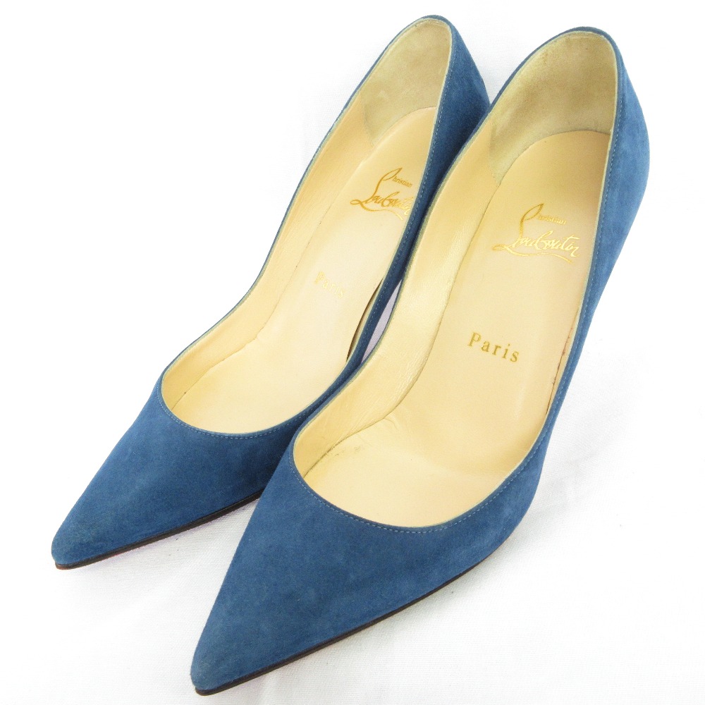 【中古】美品 CHRISTIAN LOUBOUTIN クリスチャンルブタン APOSTROPHY PUMP 85 スエード パンプス 36 1/2 23.5cm ブルー レディース Luxs ブランド古着のリュクス
