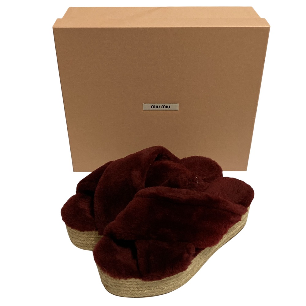 楽天市場】ミュウミュウ ムートン ファー サボ サンダル ミュール 靴