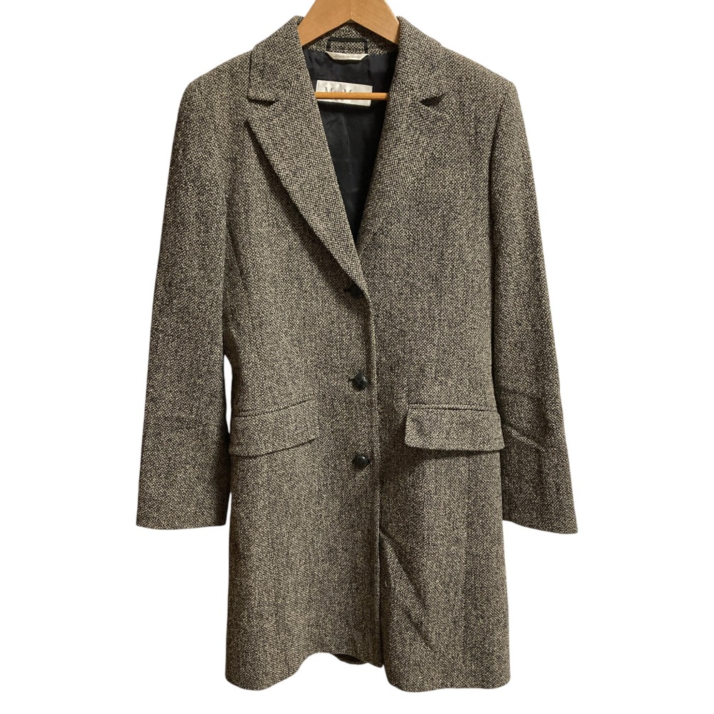 【中古】美品 Max Mara マックスマーラ クルミボタン チェスターコート グレー サイズ38 ブラック レディース Luxs ブランド古着のリュクス
