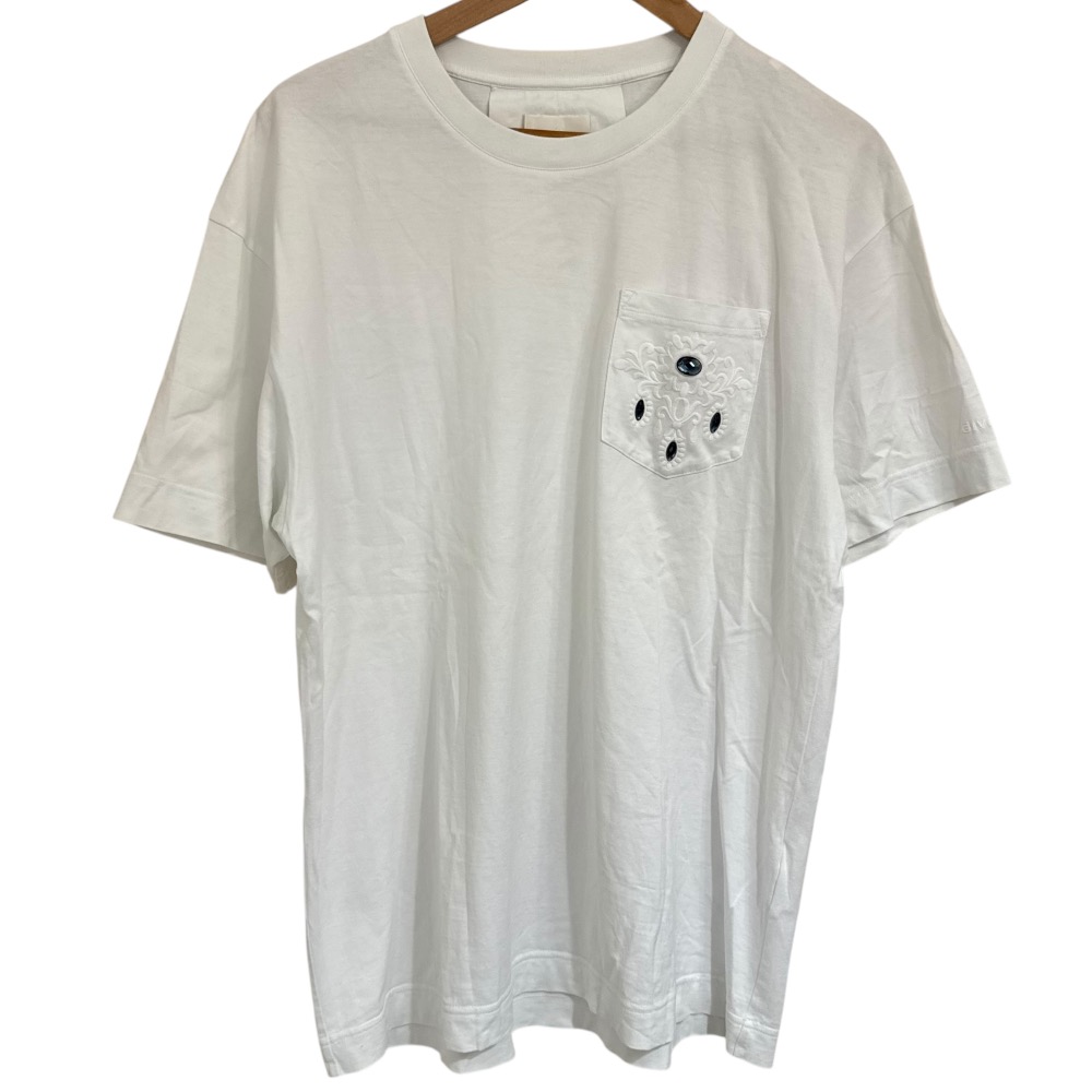 【中古】美品 GIVENCHY ジバンシー ポケットエンブロイダリー 半袖 Tシャツ カットソー BM71J83YLQ サイズS ホワイト メンズ Luxs ブランド古着のリュクス