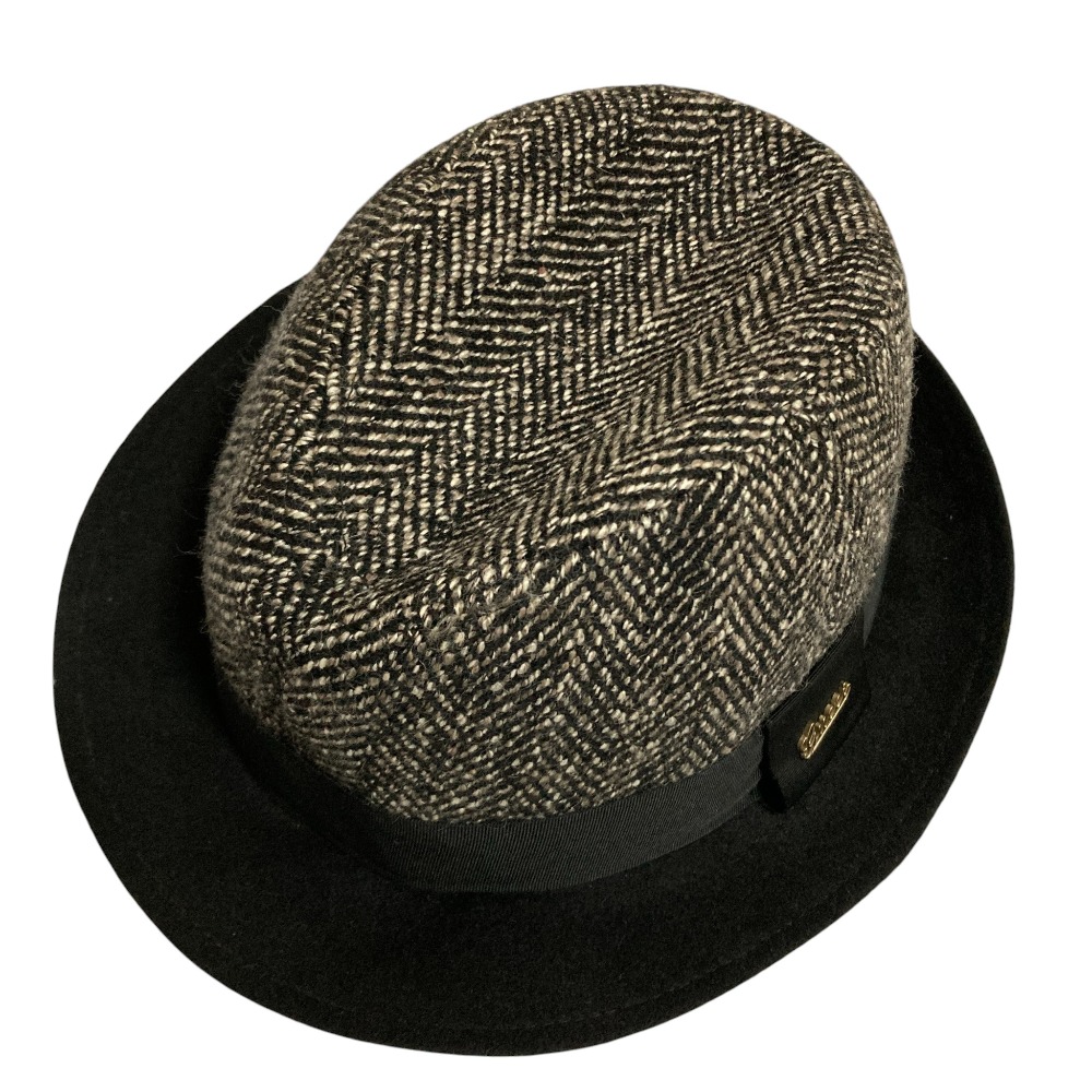 【中古】美品 GUCCI グッチ ヘリンボーン ツイード ハット Mサイズ ブラック レディース Luxs ブランド古着のリュクス