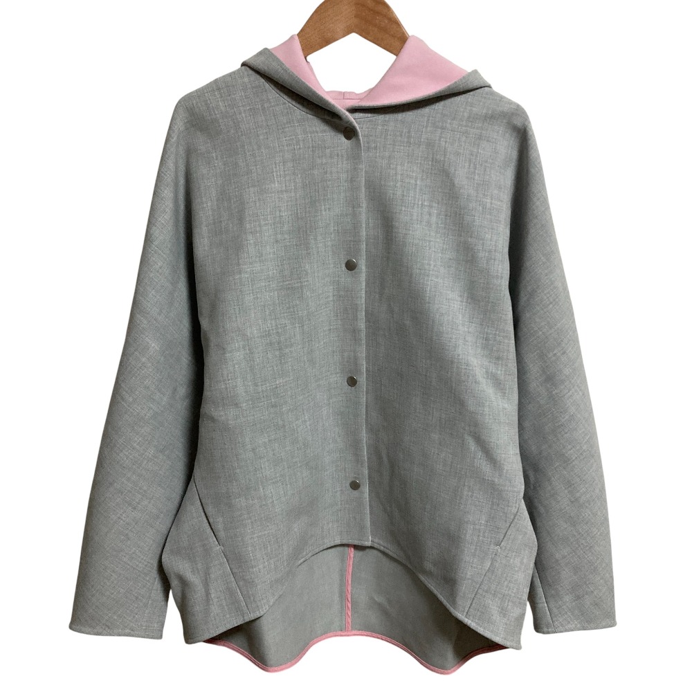 【中古】美品 25SS yori ヨリ ダブルクロスフーテッドジャケット フリーサイズ グレー ピンク レディース Luxs ブランド古着のリュクス