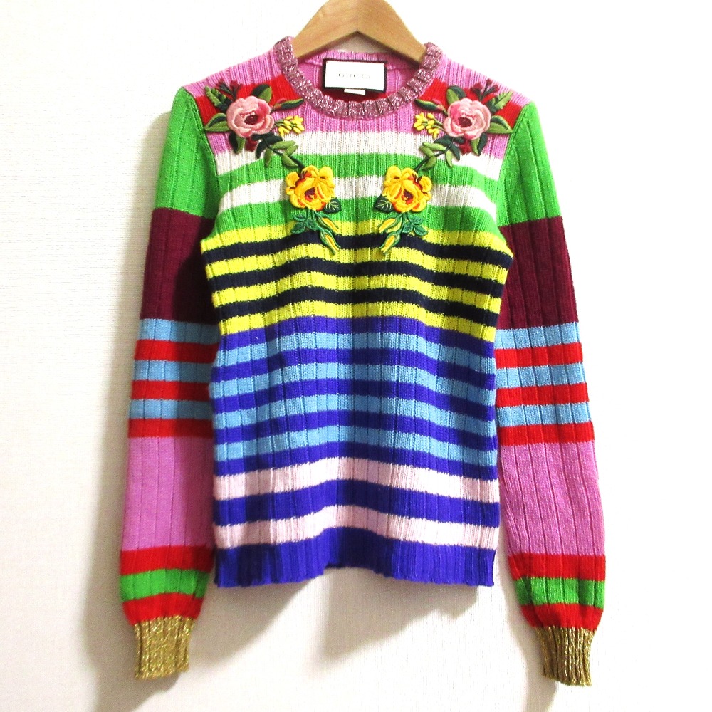 【美品】GUCCI GG柄ボーダーウールニット XL 楽天市場】GUCCI GG JACQUARD BORDER KNIT Size-XL 496458-X9107