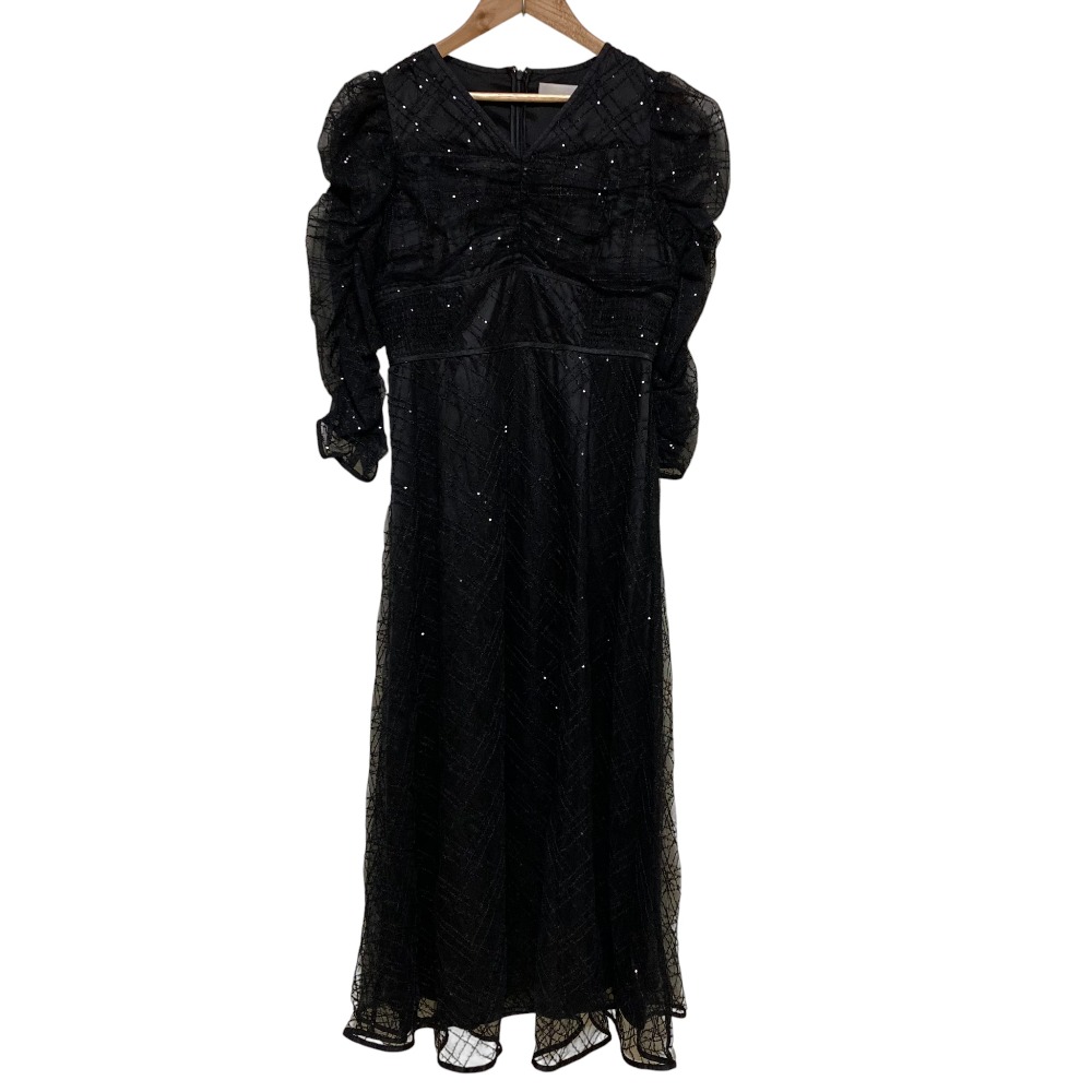 【中古】美品 22AW CELFORD セルフォード バリエーションチュールギャザードレス ワンピース サイズ36 ブラック レディース Luxs ブランド古着のリュクス