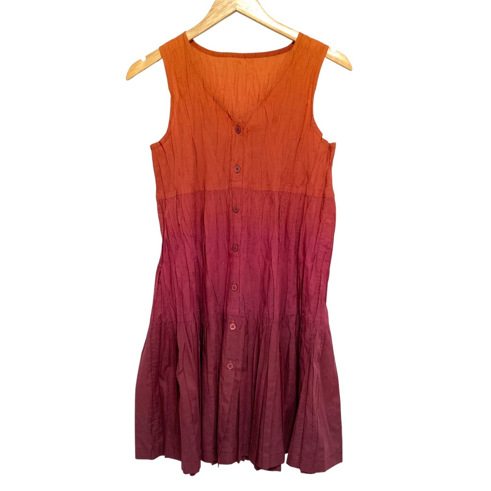 【中古】美品 PLEATS PLEASE プリーツプリーズ イッセイミヤケ グラデーション ノースリーブワンピース PP93-PE972 サイズ3 パープル オレンジ レディース Luxs ブランド古着のリュクス
