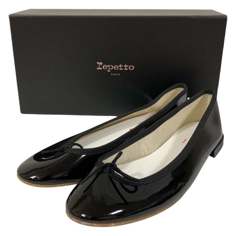 【中古】未使用 Repetto レペット サンドリオン エナメル バレエシューズ パンプス サイズ35.5 約23cm ブラック レディース Luxs ブランド古着のリュクス