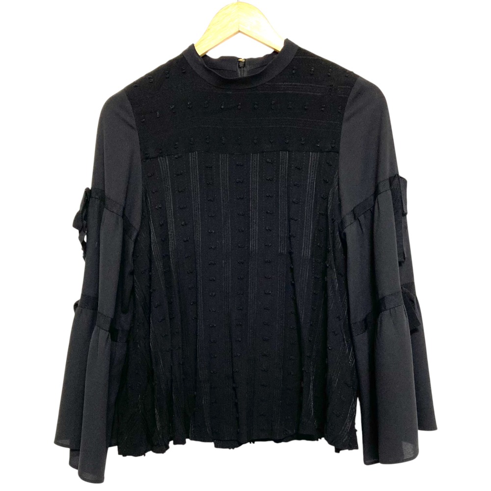 【中古】良品 MUVEIL ミュベール パール刺繍ブラウス MA73FB003 サイズ38 ブラック レディース Luxs ブランド古着のリュクス