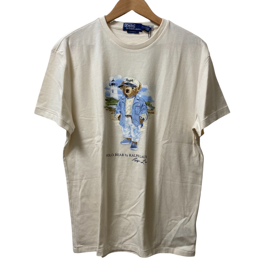 【中古】未使用 POLO by RALPH LAUREN ポロラルフローレン CLASSIC FIT ポロベア ショートスリーブ Tシャツ サイズM アイボリー メンズ Luxs ブランド古着のリュクス