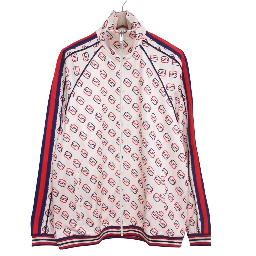 【中古】新品同様 GUCCI グッチ インターロッキングG テクニカルジャージー トラックジャケット 575737 サイズXS ベージュ メンズ レディース Luxs ブランド古着のリュクス