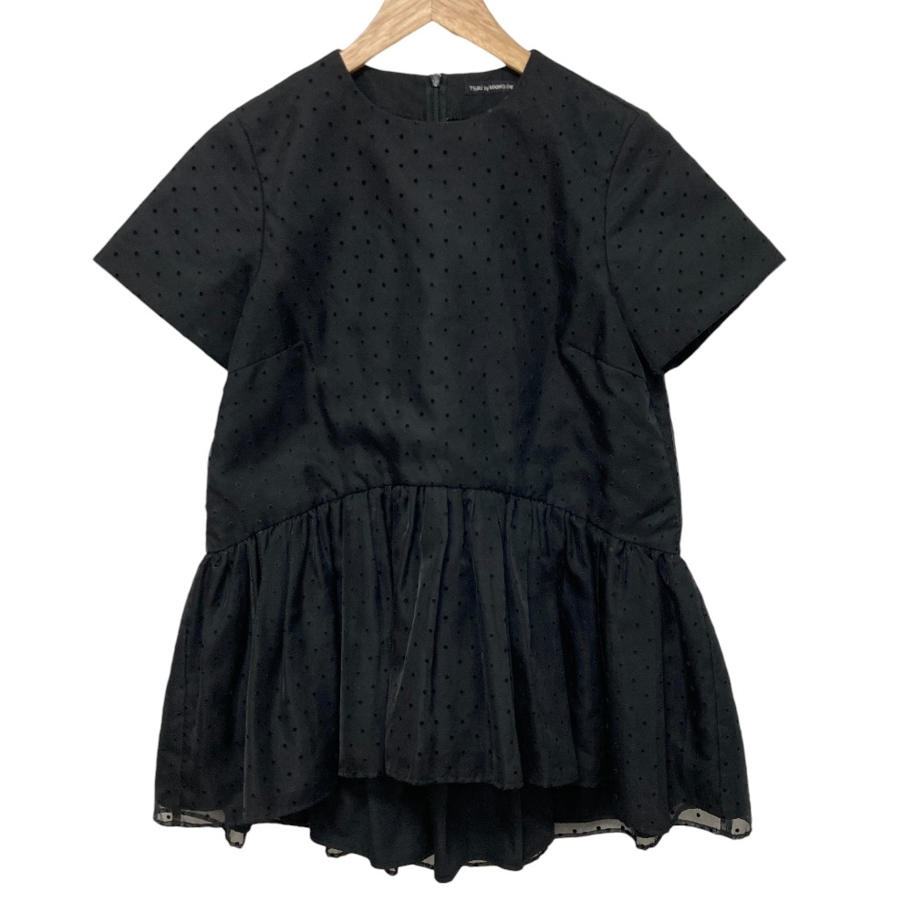 【中古】 TSURU by MARIKO OIKAWA ツルバイマリコオイカワ satine ドット チュール ペプラム ブラウス BL-1217500 ブラック レディース Luxs ブランド古着のリュクス