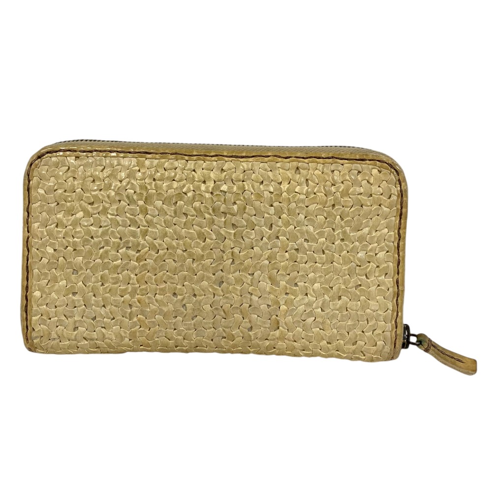 【中古】 HENRY CUIR アンリークイール メッシュ レザー ラウンドファスナー ロングウォレット 長財布 アイボリー メンズ レディース Luxs ブランド古着のリュクス｜Luxs（ブランド古着のリュクス）