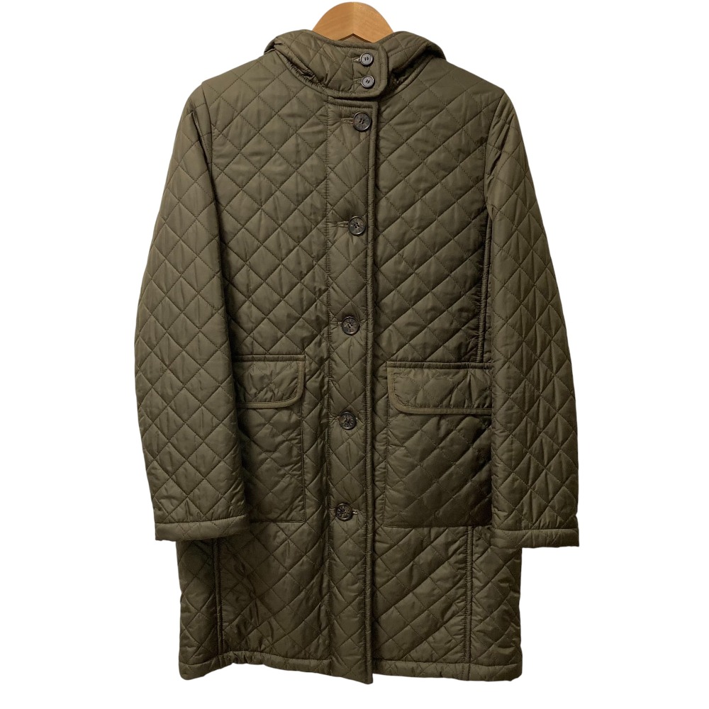【中古】美品 MACKINTOSH マッキントッシュ 裏ボア フーデッド キルティングコート サイズ42 カーキ レディース Luxs ブランド古着のリュクス