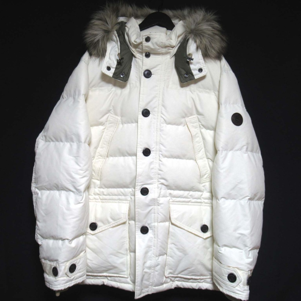 【中古】未使用 POLO RALPH LAUREN ポロラルフローレン フェイクファー フーディー ダウンジャケット XXLサイズ ホワイト メンズ Luxs ブランド古着のリュクス