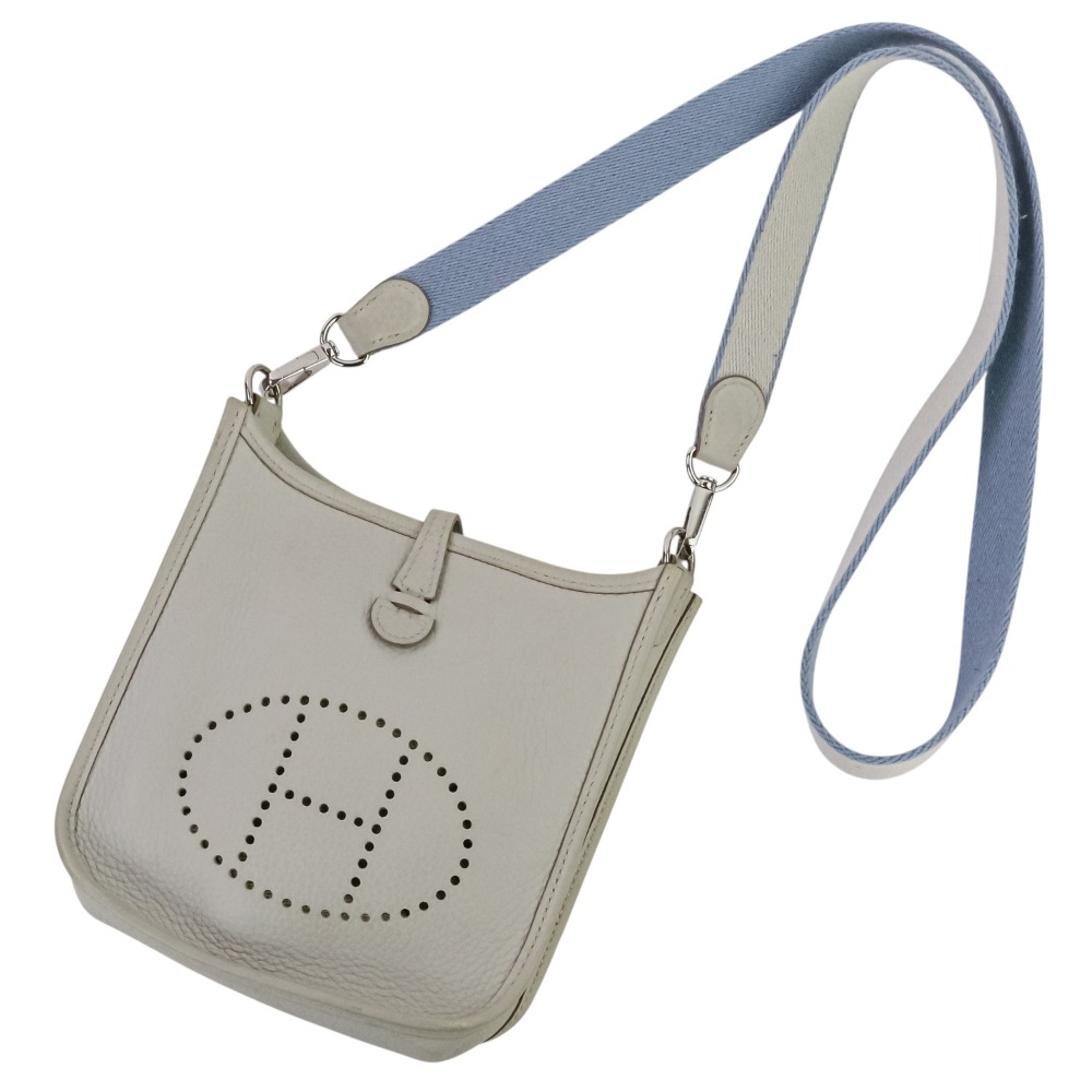【中古】良品 HERMES エルメス エヴリン TPM レザーショルダーバッグ ライトグレー □Q レディース Luxs ブランド古着のリュクス