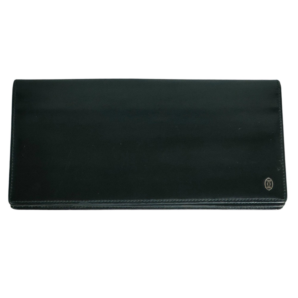 【中古】良品 CARTIER カルティエ レザー パシャ 二つ折り長財布 ロングウォレット ブラック メンズ Luxs ブランド古着のリュクス