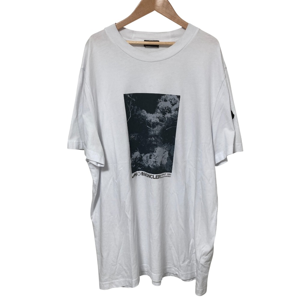 【中古】良品 MONCLER モンクレール MAGLIA MANICHE CORTE プリント Tシャツ XXLサイズ ホワイト メンズ Luxs ブランド古着のリュクス