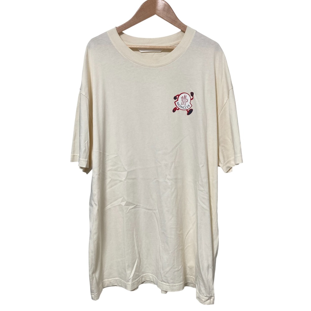 【中古】美品 23SS MONCLER モンクレール T-SHIRT SS Tシャツ XLサイズ アイボリー メンズ Luxs ブランド古着のリュクス