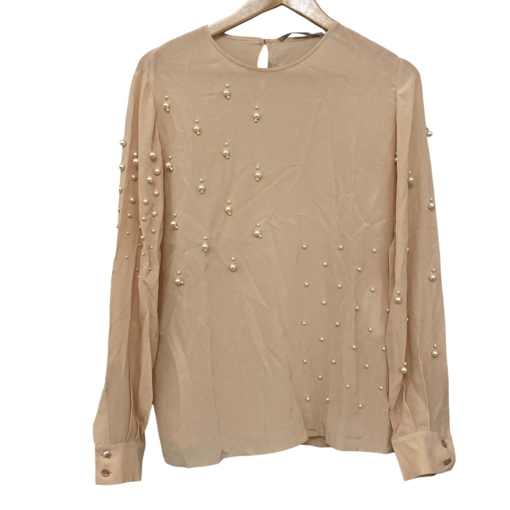 【中古】良品 Stella McCartney ステラマッカートニー パール付き シルクブラウス サイズ38 ピンクベージュ レディース Luxs ブランド古着のリュクス