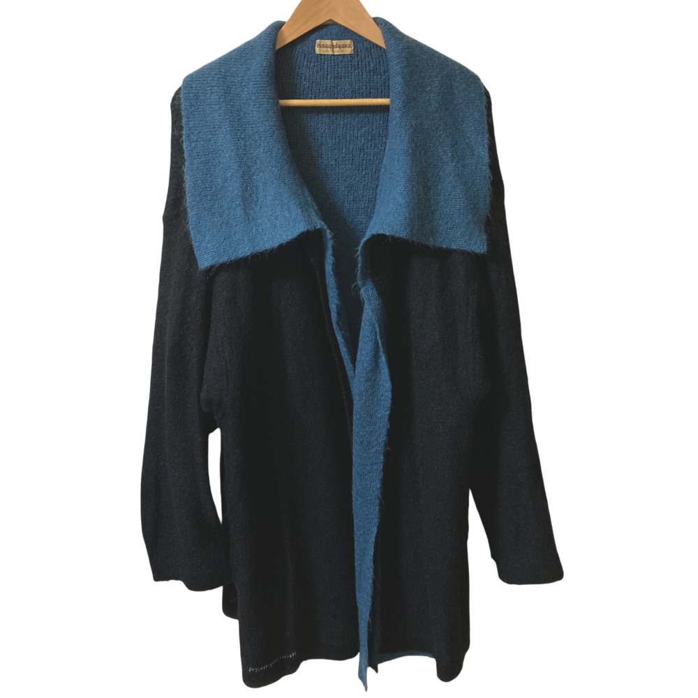 【中古】良品 80's ISSEY MIYAKE イッセイミヤケ バイカラーニットリバーコート カーディガン ブラック ブルー レディース Luxs ブランド古着のリュクス 13,648円