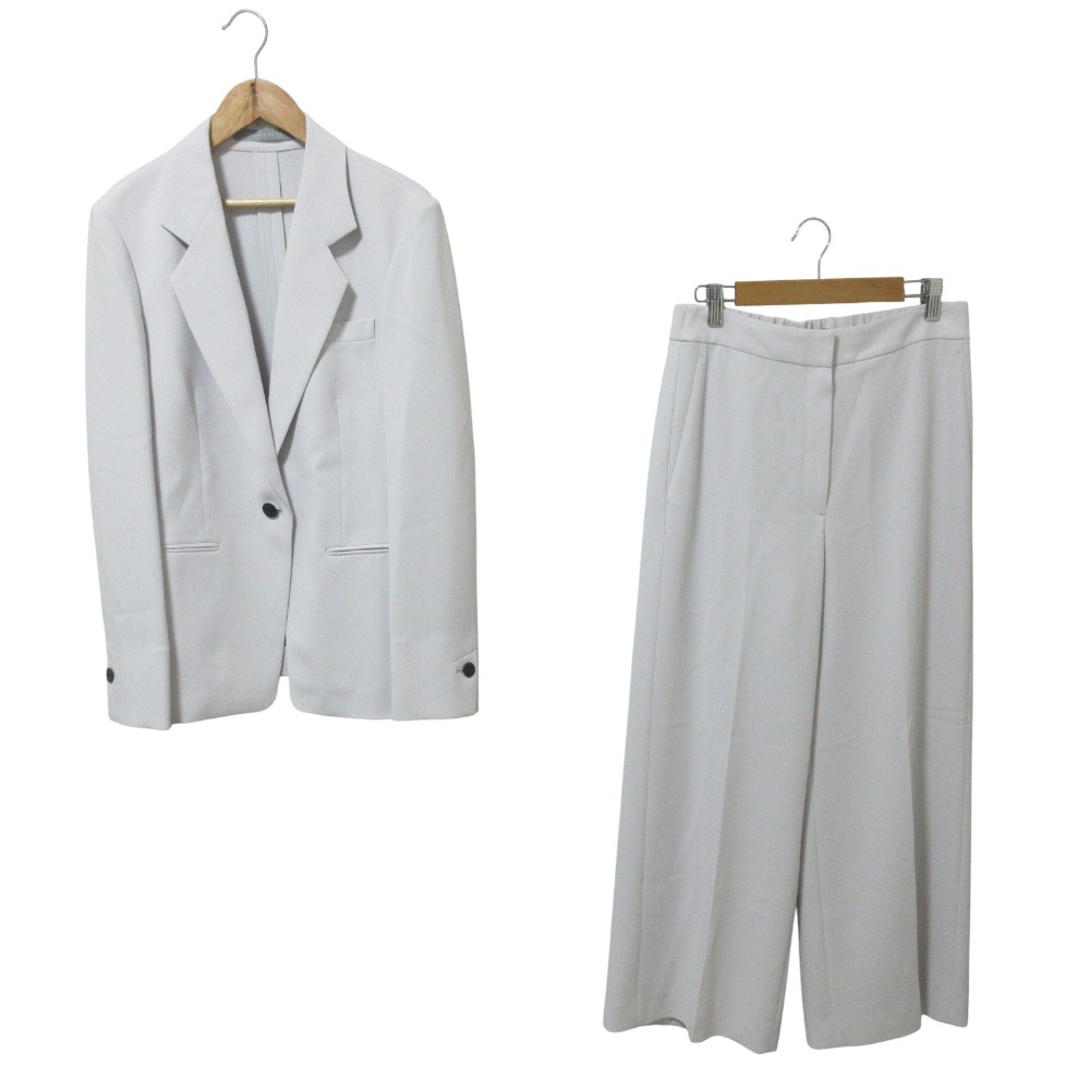【中古】美品 25SS Theory luxe セオリーリュクス LUVE ジャケット ワイドパンツ スーツ セットアップ サイズ40 アイスグレー レディース Luxs ブランド古着のリュクス