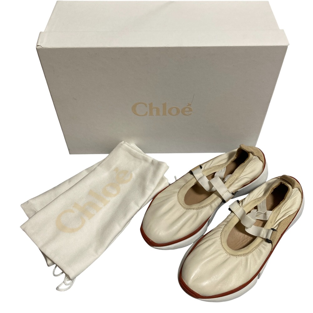 【中古】美品 Chloe クロエ ソニー バレリーナ スニーカー サイズ36 23.0cm相当 オフホワイト レディース Luxs ブランド古着のリュクス