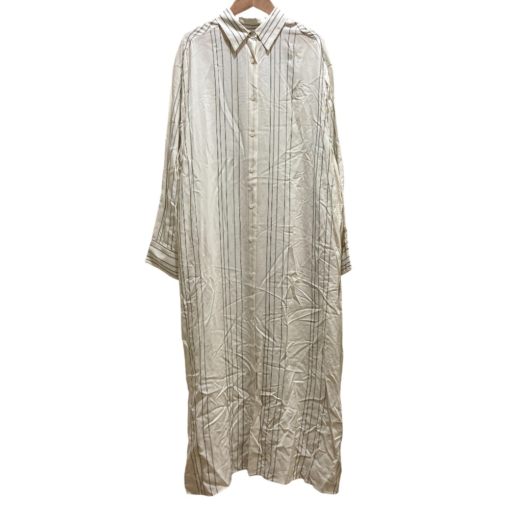 【中古】美品 23SS AP STUDIO エーピー ストゥディオ ストライプシャツワンピース サイズ36 アイボリー レディース Luxs ブランド古着のリュクス