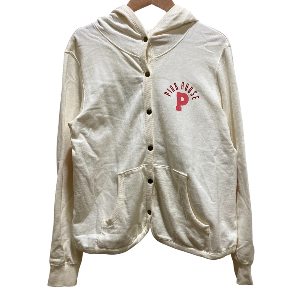 【中古】良品 PINK HOUSE ピンクハウス パッチワーク スウェット パーカー Mサイズ アイボリー レディース Luxs ブランド古着のリュクス