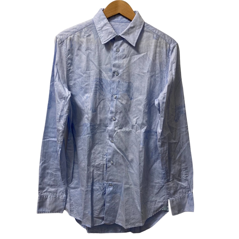 【中古】美品 23SS ETRO エトロ アニマル ボタニカル柄 長袖シャツ サイズ40 ライトブルー メンズ Luxs ブランド古着のリュクス
