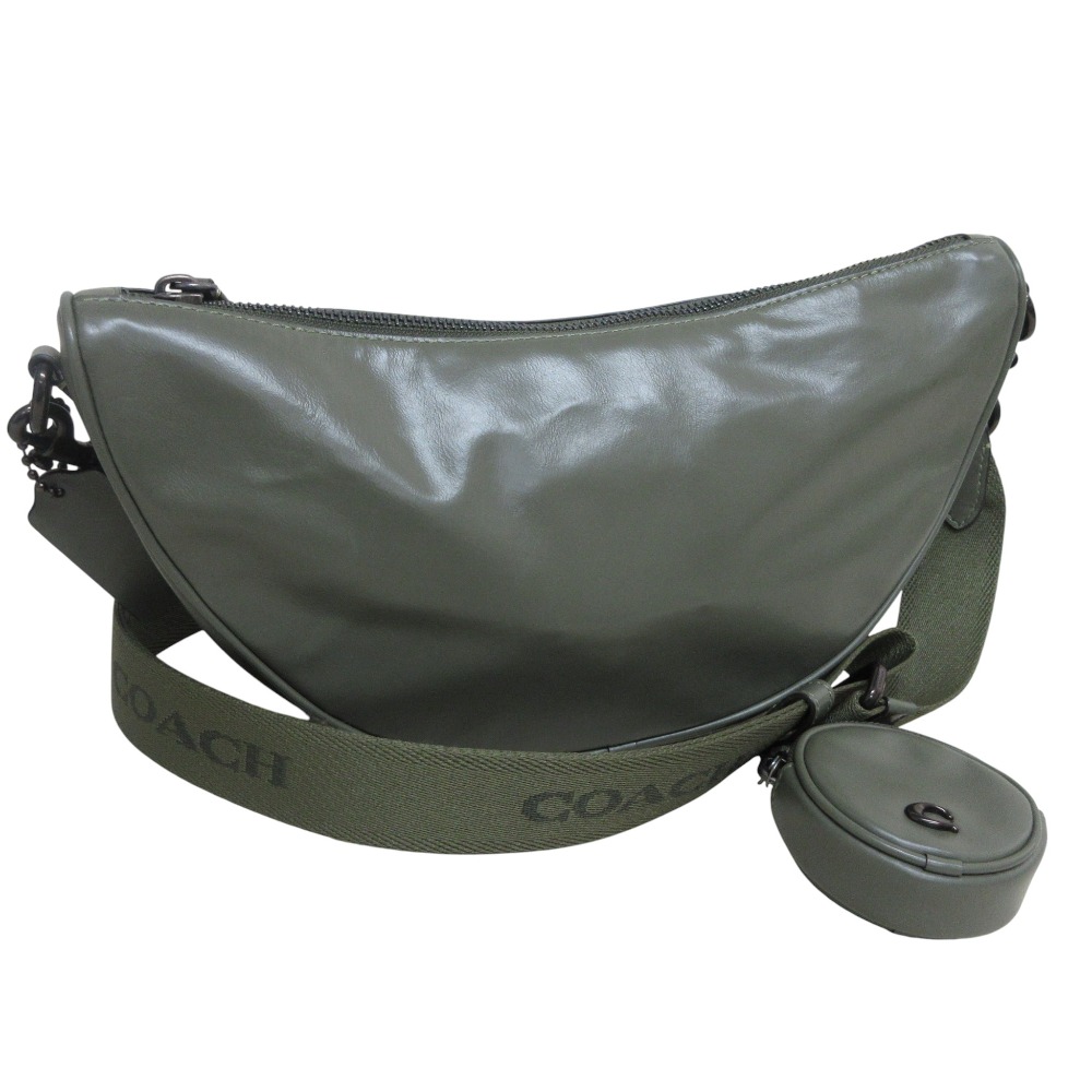 【中古】新品同様 COACH コーチ HALL SOFT SLING コインケース付 セミショルダーバッグ CY754 カーキグリーン メンズ レディース Luxs ブランド古着のリュクス