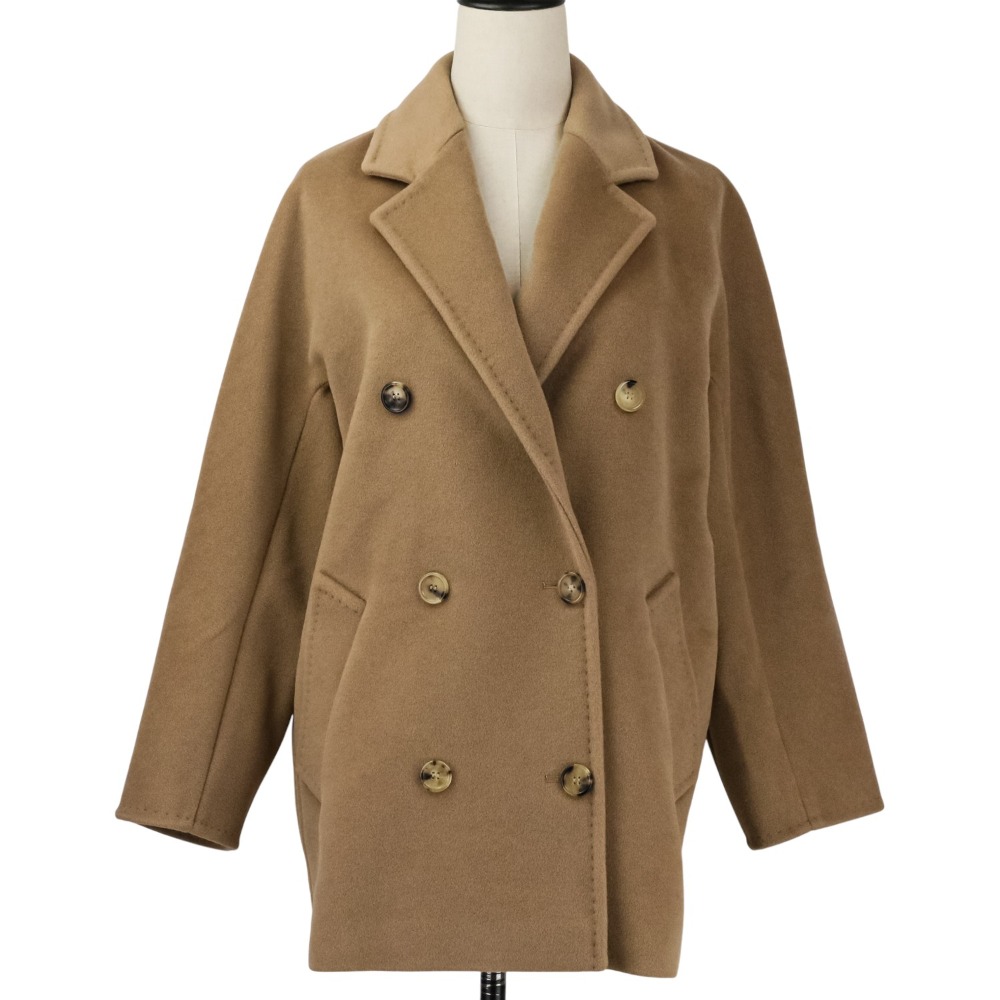 【中古】良品 23年製 Max Mara マックスマーラ REBUS アイコン ウール カシミアブレンド ダブルショートコート 34 キャメル レディース Luxs ブランド古着のリュクス