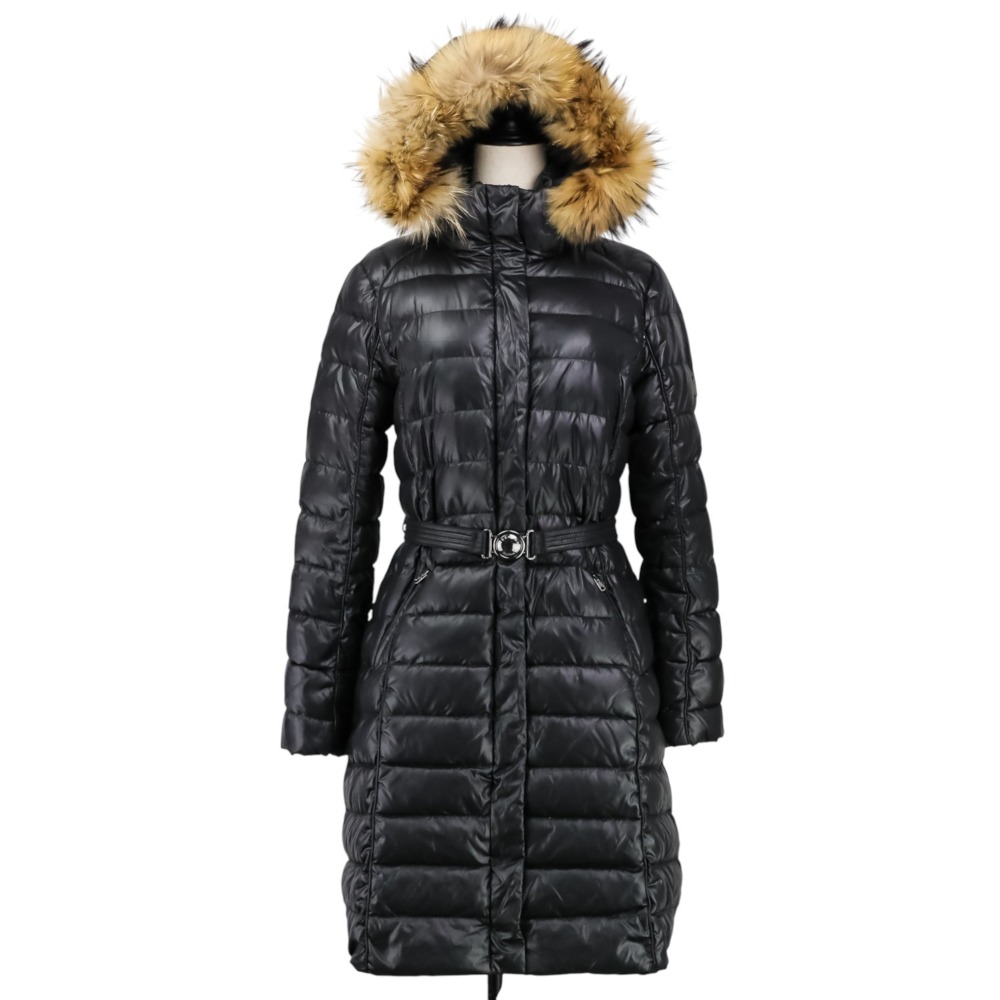 【中古】良品 Weekend Max Mara マックスマーラウィークエンド ベルトロングダウンコート 40 ブラック レディース Luxs ブランド古着のリュクス