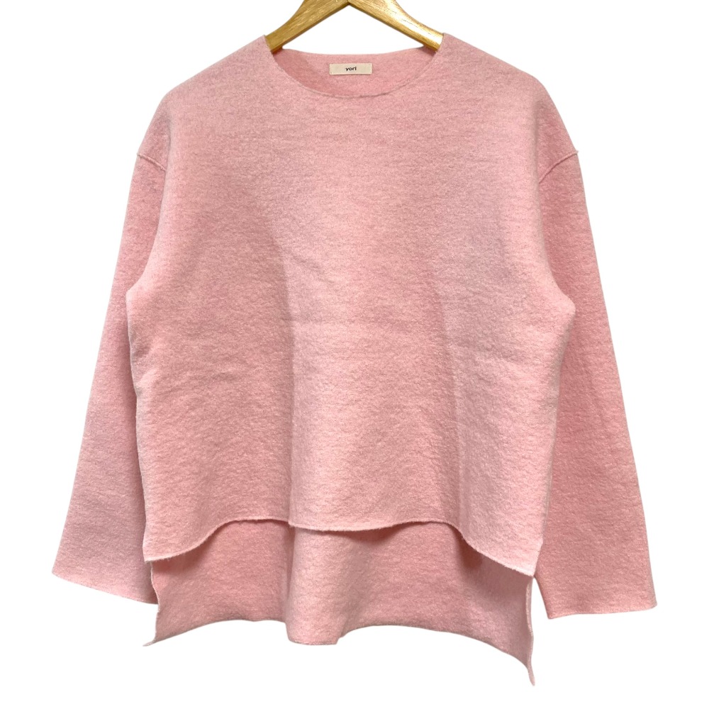 【中古】良品 23AW yori ヨリ 圧縮フロントショートプルオーバー セーター サイズＦピンク レディース Luxs ブランド古着のリュクス