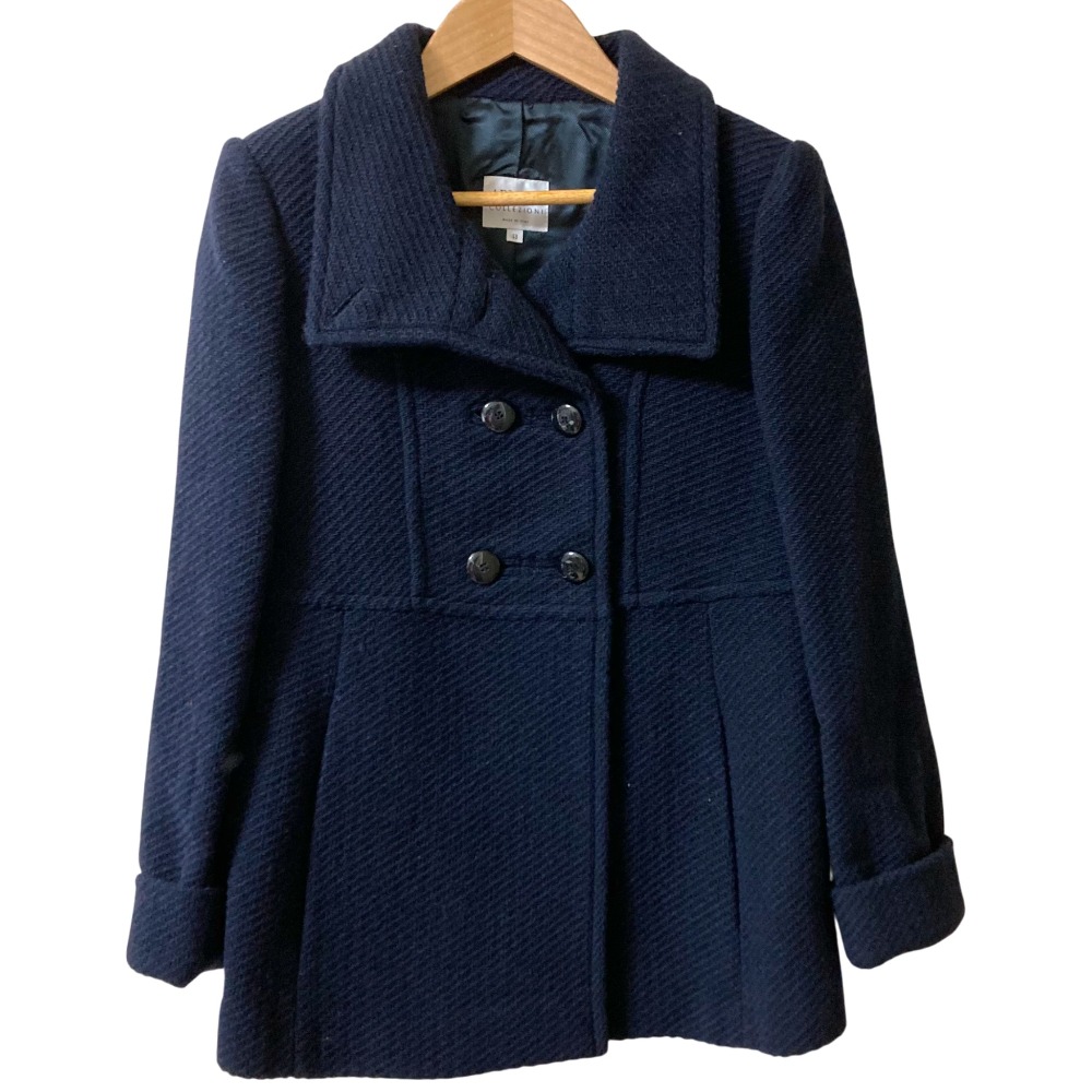 【中古】美品 ARMANI COLLEZIONI アルマーニコレッツィオーニ ダブルブレスト ウールコート サイズ38 ネイビー レディース Luxs ブランド古着のリュクス