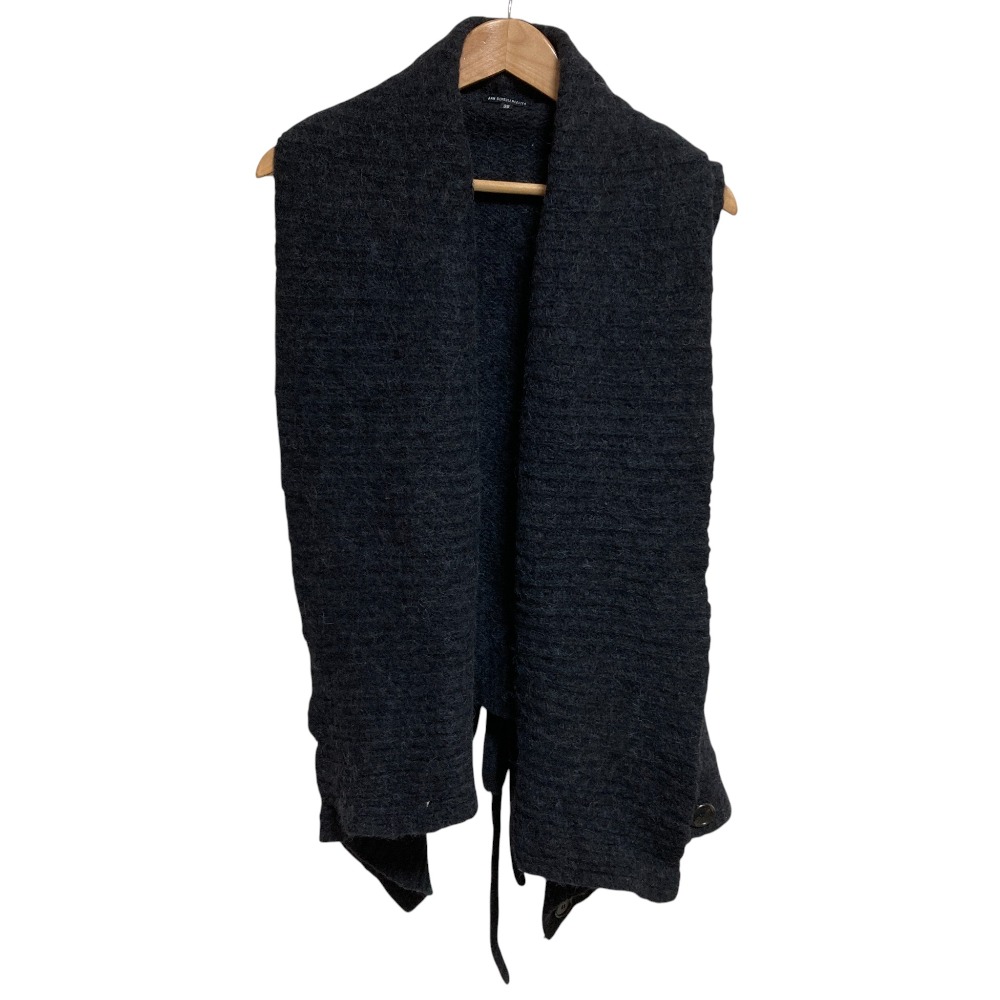 【中古】美品 ANN DEMEULEMEESTER アンドゥムルメステール 黒タグ 本人期 アルパカブレンドニットベスト ジレ サイズ36 ダークグレー レディース Luxs ブランド古着のリュクス|Luxs(ブランド古着のリュクス)