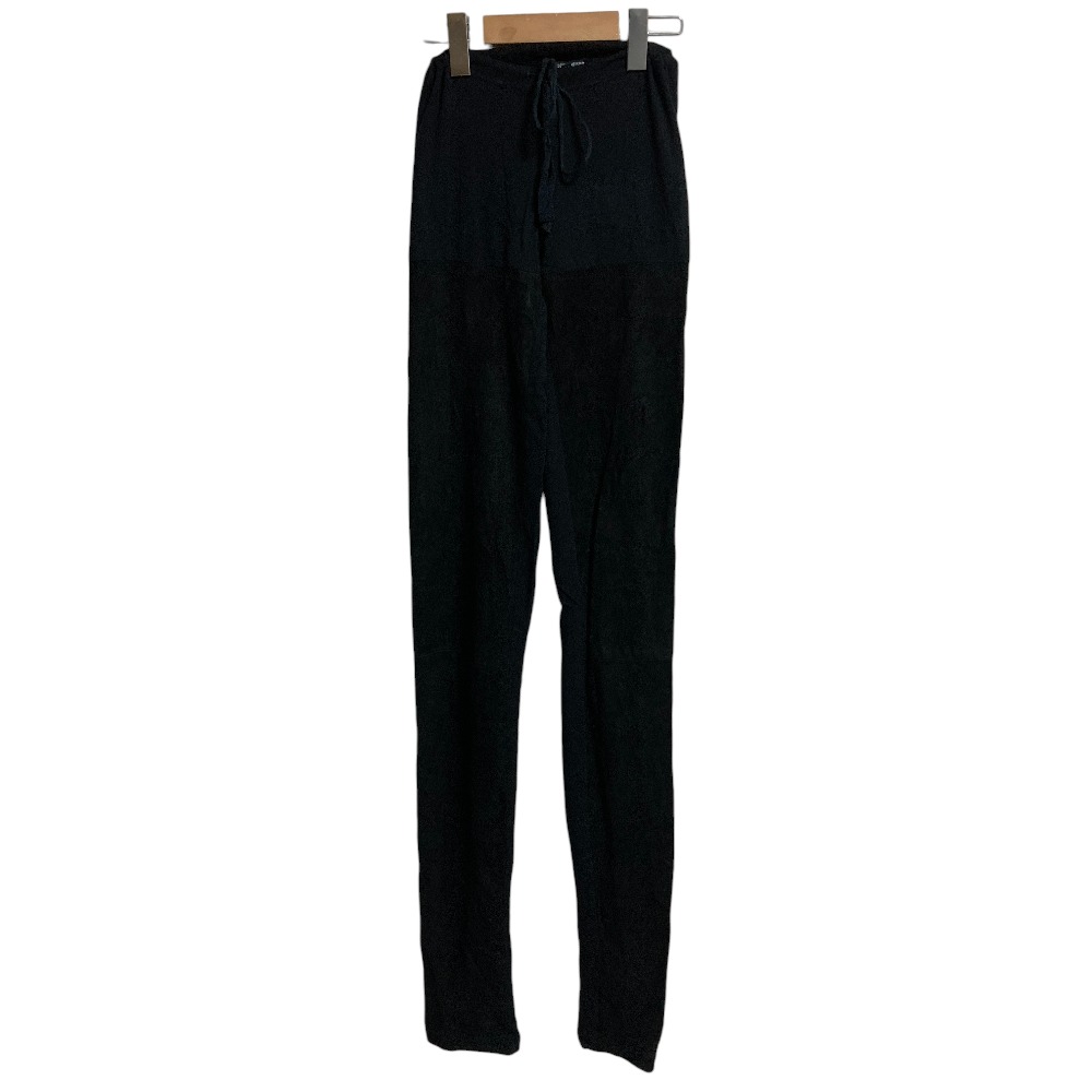 【中古】美品 ANN DEMEULEMEESTER アンドゥムルメステール 黒タグ 本人期 ラムレザー ドッキング ロングスキニーパンツ サイズ34 ブラック レディース Luxs ブランド古着のリュクス